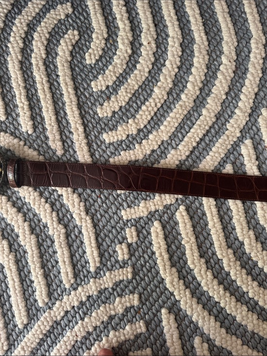 Vintage Streets Ahead Brown Croc-Embossed Leather Belt Size L Street Ahead Vintage Croc Embossed Leather Belt Silver  main image 2